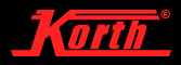 Logo der Firma Korth mit roter Schrift auf schwarzem Hintergrund